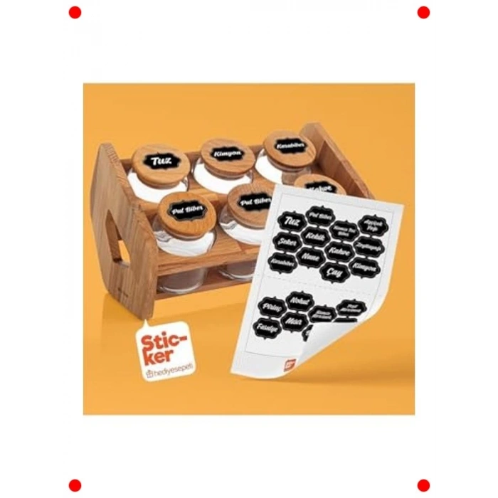 20 Adet Baharat & Bakliyat Kavanoz Etiketi