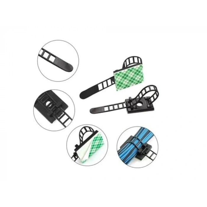 20 Adet Yapışkanlı Kablo Toplama Klips Seti, Ayarlanabilir