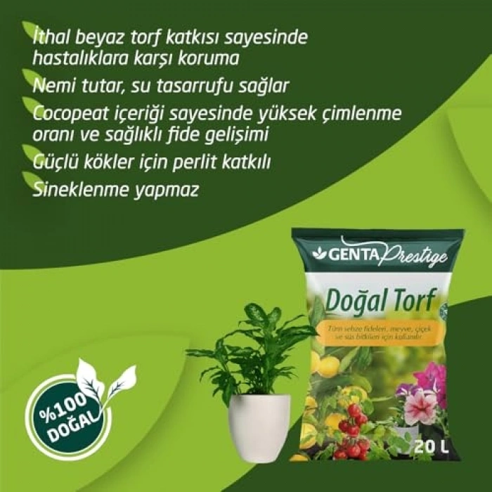 20 lt doğal toprak torfu, bitki yetiştirmek için ideal ortam