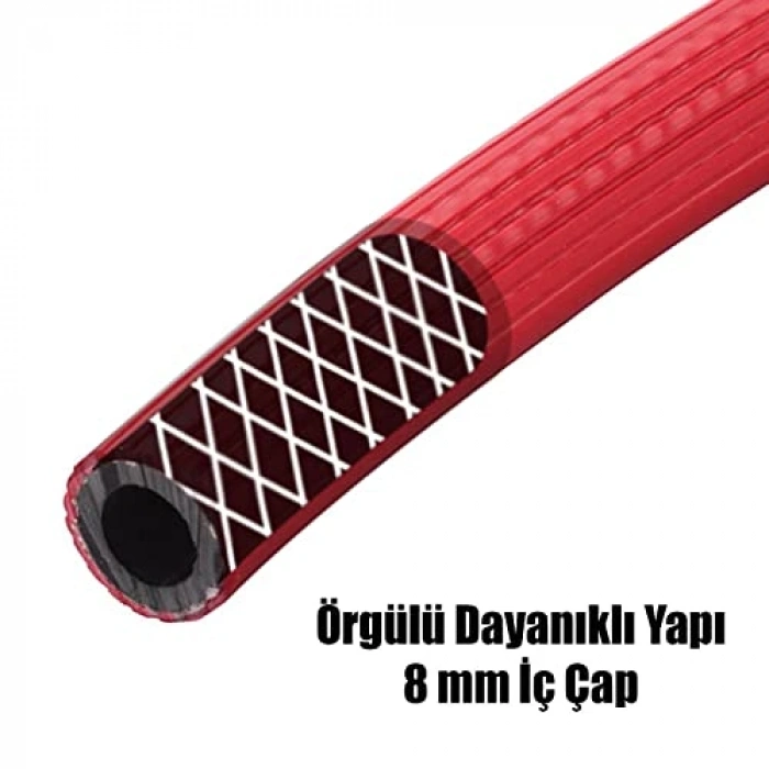 20 Metre Çelik Hava Hortumu, 8 mm Thermo, Kırmızı