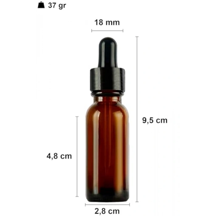 20 ml Metal Kapaklı Damlalık Şişe, 6 Adet