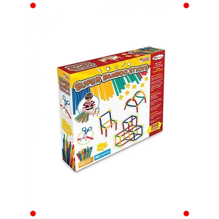200 Parça Esnek Yapı Çubukları Seti - 3+ Yaş