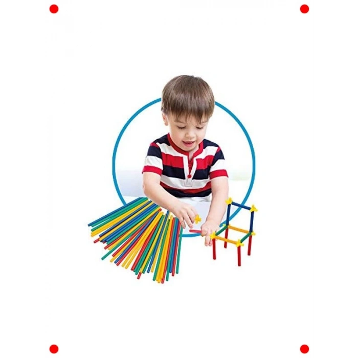 200 Parça Esnek Yapı Çubukları Seti - 3+ Yaş