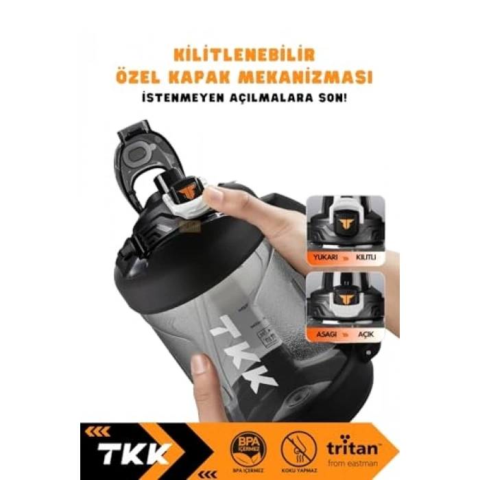 2000ml Pipetli Su Matarası, Kullanımı Kolay ve Boyun Askılı