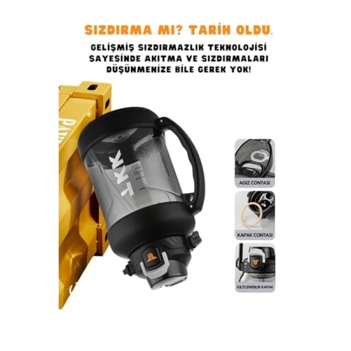 2000ml Pipetli Su Matarası, Kullanımı Kolay ve Boyun Askılı