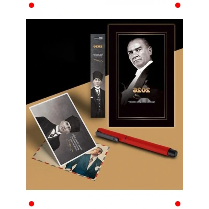 2026 Atatürk Temalı Ajanda Seti - Kırmızı