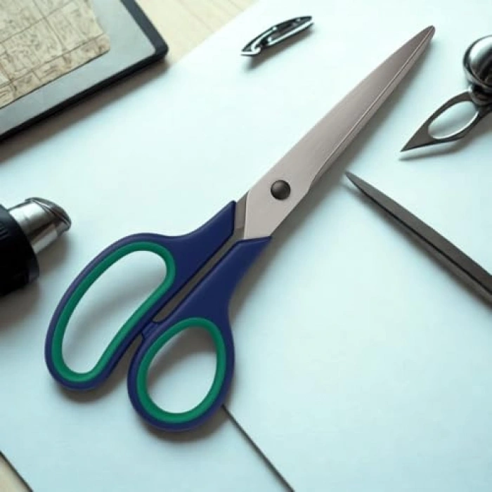 21.5 cm Paslanmaz Çelik Ofis Makası, Ergonok Sap