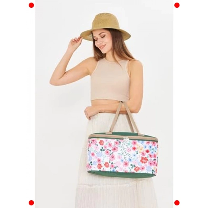 22 Litre Termal Piknik Kamp Çantası Flower Desen