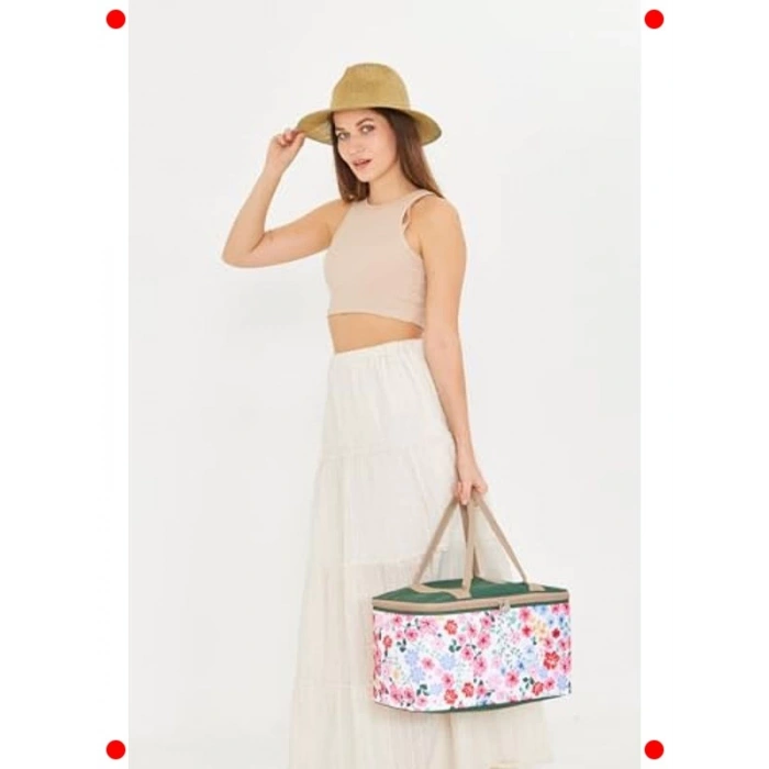 22 Litre Termal Piknik Kamp Çantası Flower Desen