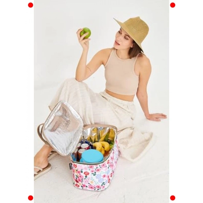 22 Litre Termal Piknik Kamp Çantası Flower Desen