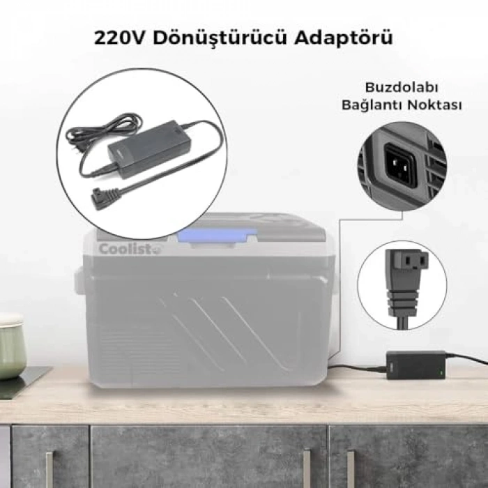 220V/12V Dönüştürücü Adaptör, Kompresörlü Araç Buzdolapları İçin