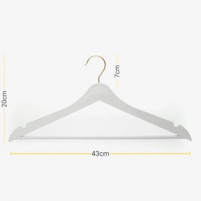 24 Adet Ahşap Görünümlü Plastik Kıyafet Askısı, Altın Kancalı