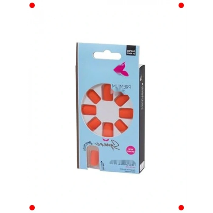 24 Adet Kare Renkli Takma Tırnak Seti