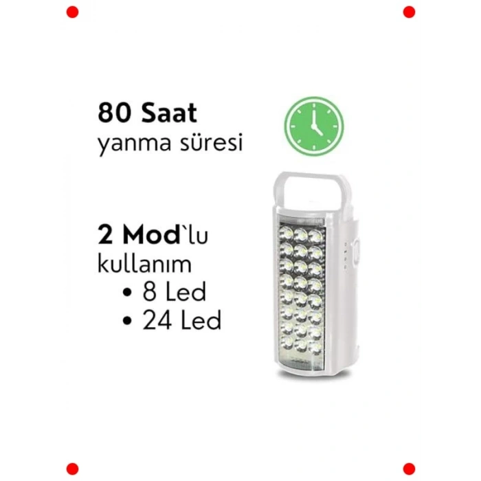 24 LED Taşınabilir Kamp Feneri & Işıldak