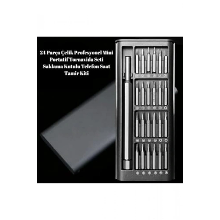24 Parça Portatif Tornavida Seti, Saklama Kutulu