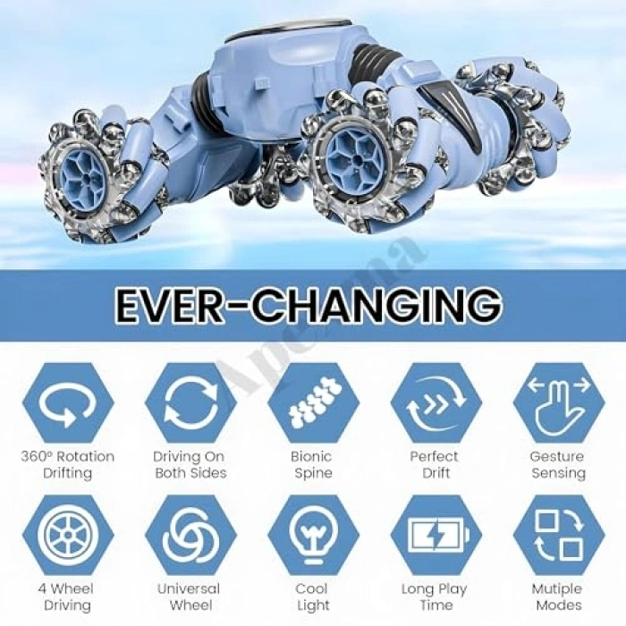 2.4GHz Uzaktan Kumandalı Şarjlı Akrobat Araba, Mavi