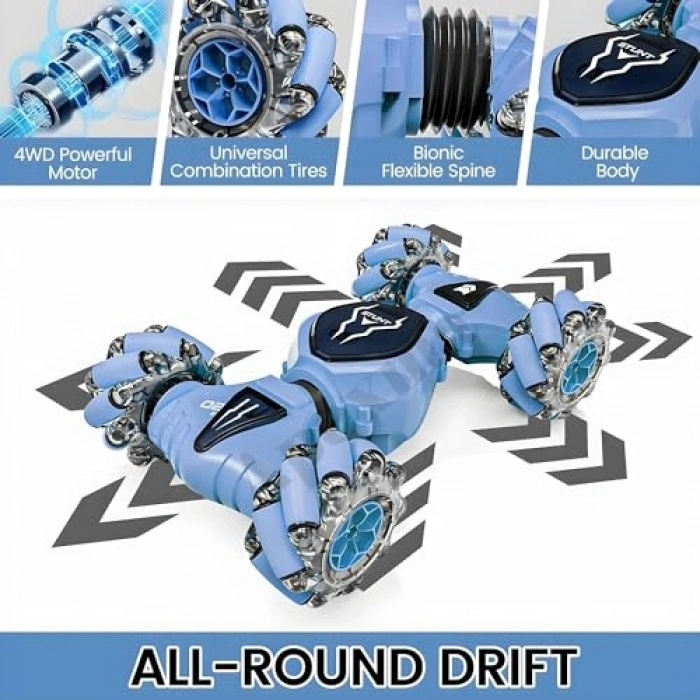 2.4GHz Uzaktan Kumandalı Şarjlı Akrobat Araba, Mavi