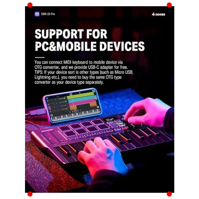 25 Tuşlu Profesyonel MIDI Klavye Kontrol Cihazı