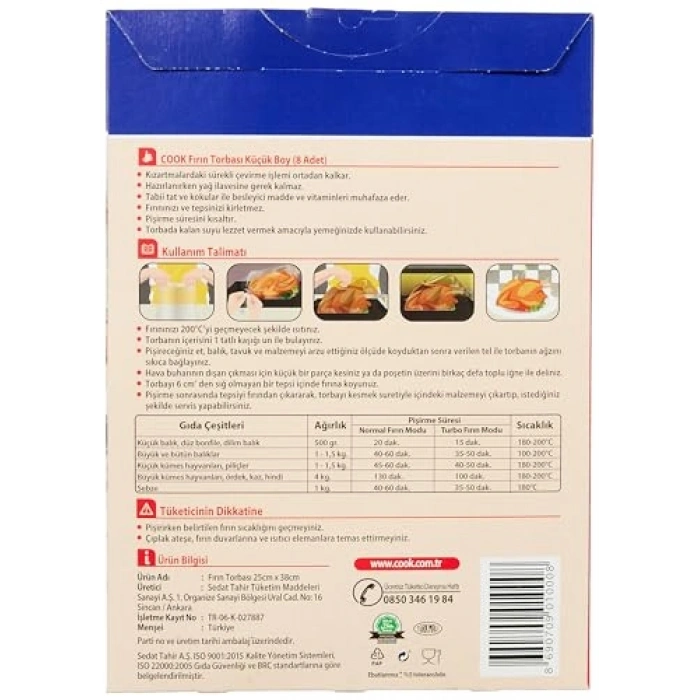 25 x 38 cm Fırın Torbası, 8 Adet/Kutu İçinde