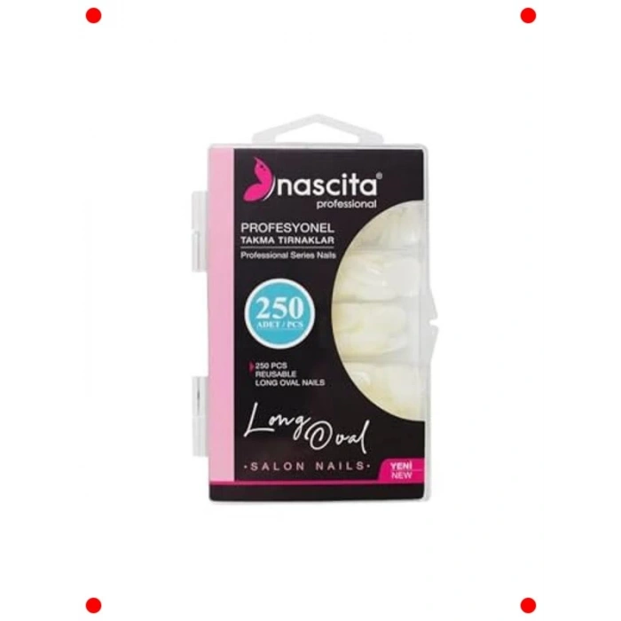 250 Adet Uzun Oval Profesyonel Takma Tırnak Seti