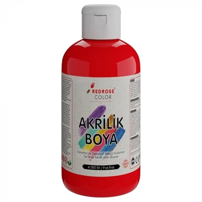 250 gr Kırmızı Akrilik Boya, Yüksek Kaliteli