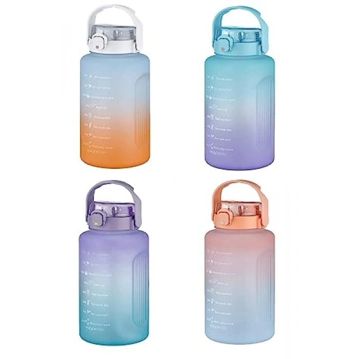 2500 ml motivasyon matarası, pipetli ve çift renkli
