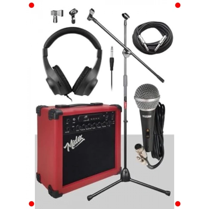 25W Elektro Gitar Amfi Seti - Kırmızı