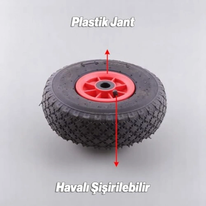 260x85 mm Plastik Jantlı Şişme El Arabası Tekeri, Havalı