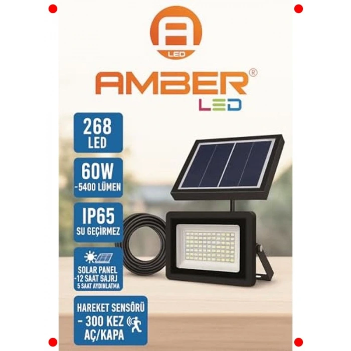 268 LED Solar Projektör - Hareket Sensörlü Dış Mekan