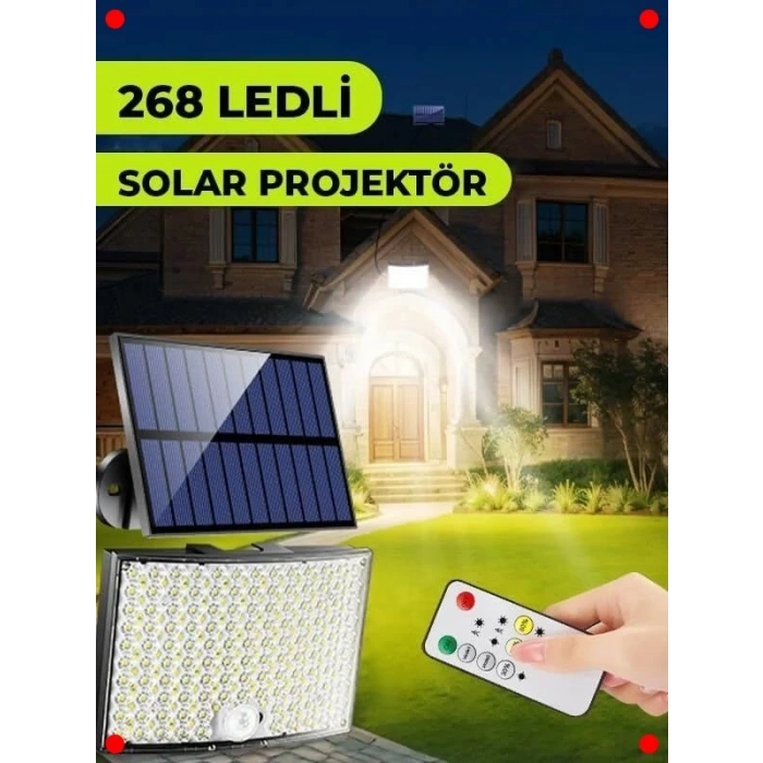 268 LED Solar Projektör - Hareket Sensörlü Dış Mekan