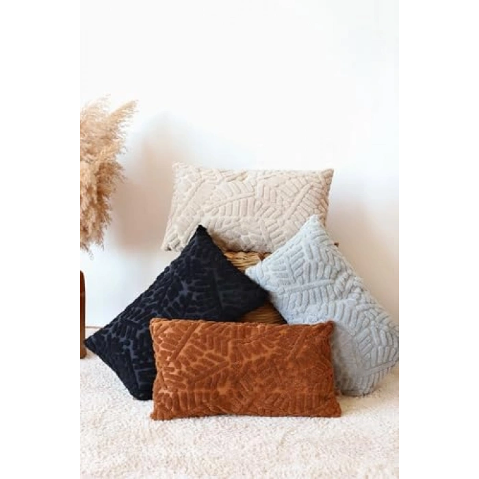 28x50 cm Siyah Jakarlı Kırlent, Orman Temalı