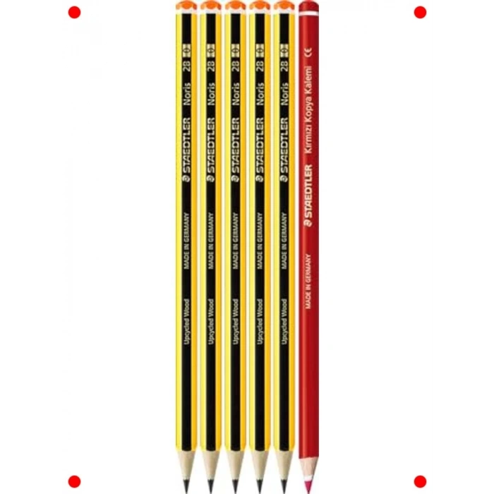 2B Kurşun Kalem Seti (5li) & Kırmızı Kopya Kalemi