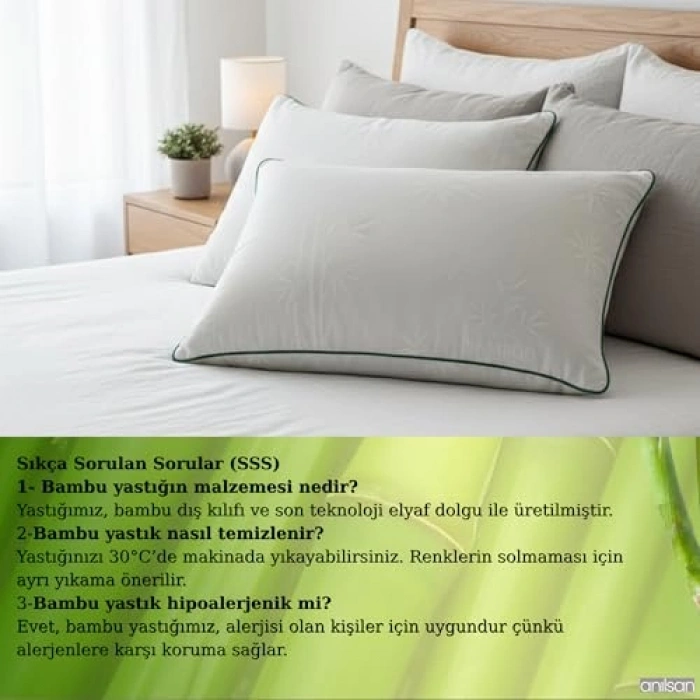 2’li Bambu Yastık Seti, 50x70 cm, Nefes Alabilir