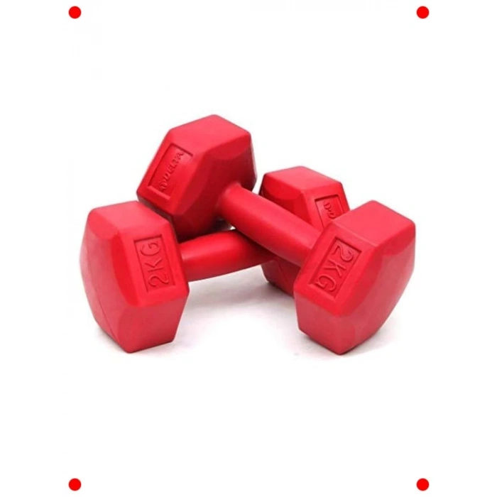 2x2 kg Altıgen Dambıl Seti (Kırmızı)