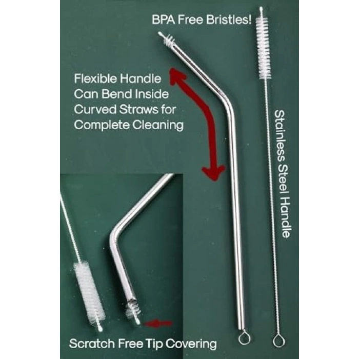 3 Adet Çelik Pipet Temizleme Fırçası