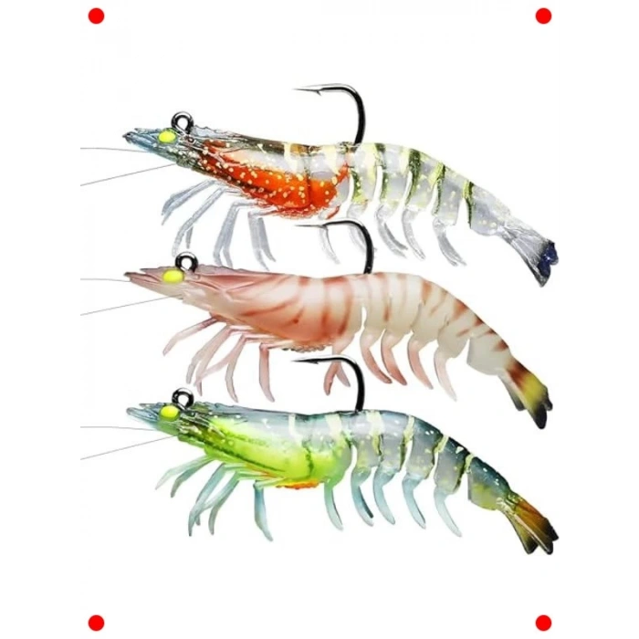 3 Adet Gerçekçi Silikon Karides Balık Yemi - LRF Spin