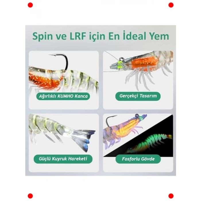 3 Adet Gerçekçi Silikon Karides Balık Yemi - LRF Spin