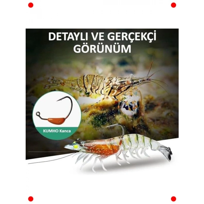 3 Adet Gerçekçi Silikon Karides Balık Yemi - LRF Spin