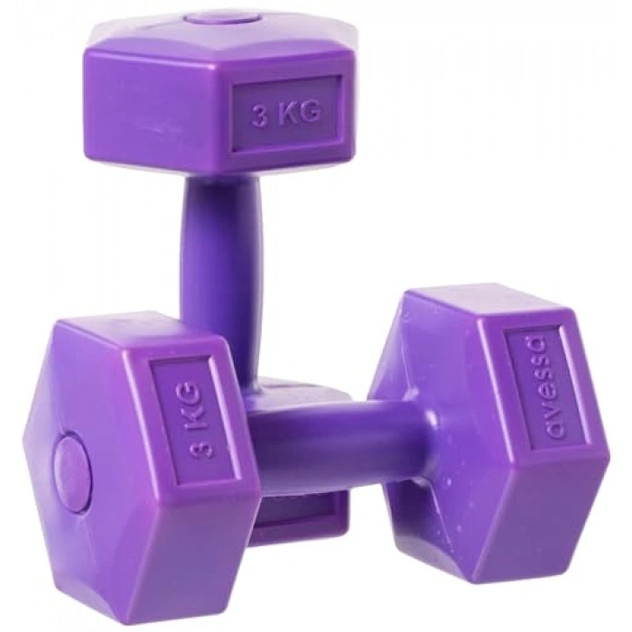 3 Adet Plastik Dambıl Seti, Mor Renkli ve Dayanıklı