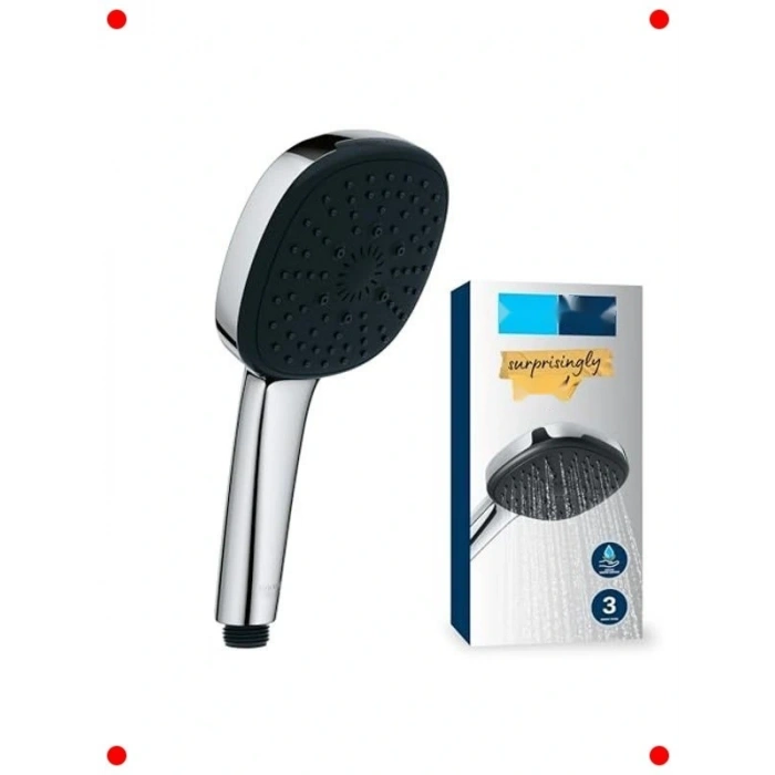 3 Akışlı Kare El Duşu, Krom, Kireç Önleyici