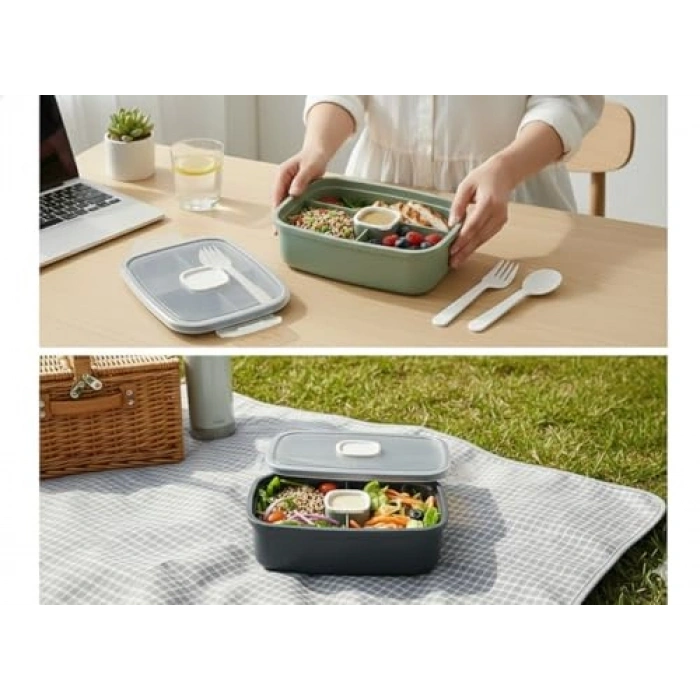 3 Bölmeli Sızdırmaz Lunch Box, BPA İçermez