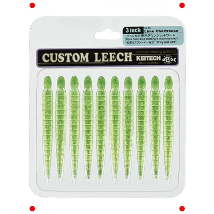 3 Gerçekçi Sülük Suni Yem, Lime/Chartreuse