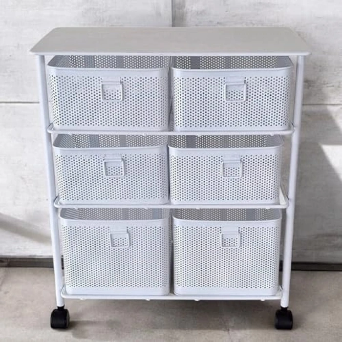 3 Katlı Paslanmaz Metal Sebzelik, Beyaz