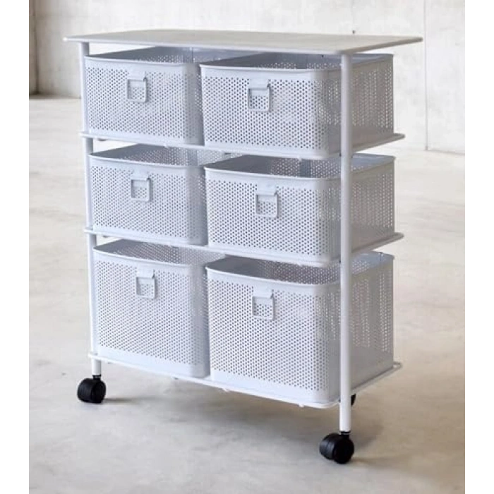 3 Katlı Paslanmaz Metal Sebzelik, Beyaz