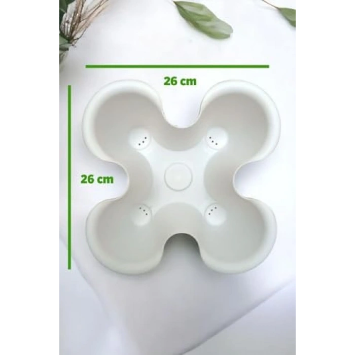 3 katlı yonca tasarımlı saksı seti, 26.5 x 26.5 cm