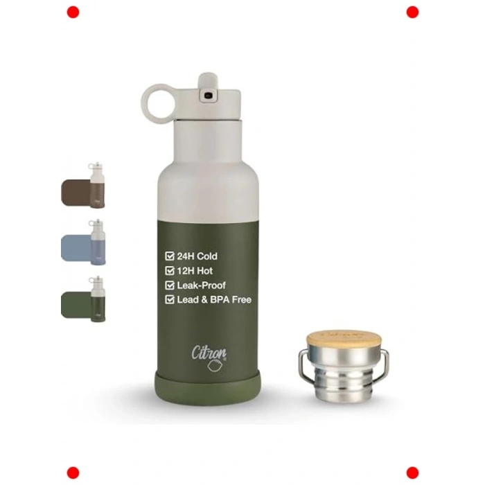 3 Katman Paslanmaz Çelik Termos Seti 500 ml Yeşil