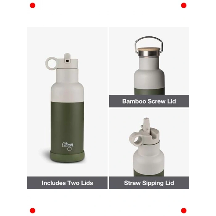 3 Katman Paslanmaz Çelik Termos Seti 500 ml Yeşil