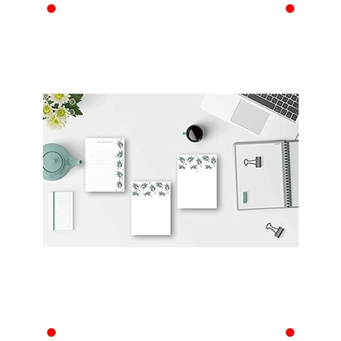 3lü Çiçek Desenli Masaüstü Not Kağıdı Seti