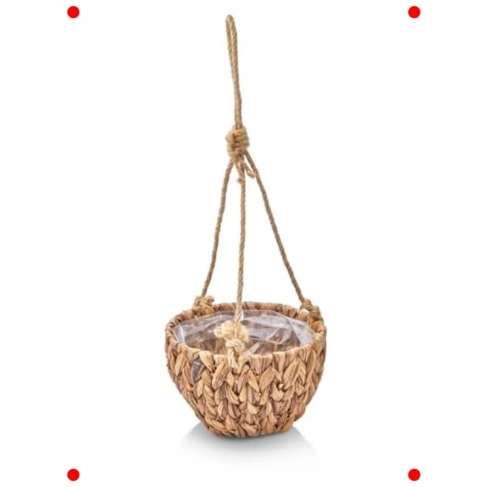 3lü El Yapımı Hasır Asılabilir Yuvarlak Saksılık Seti