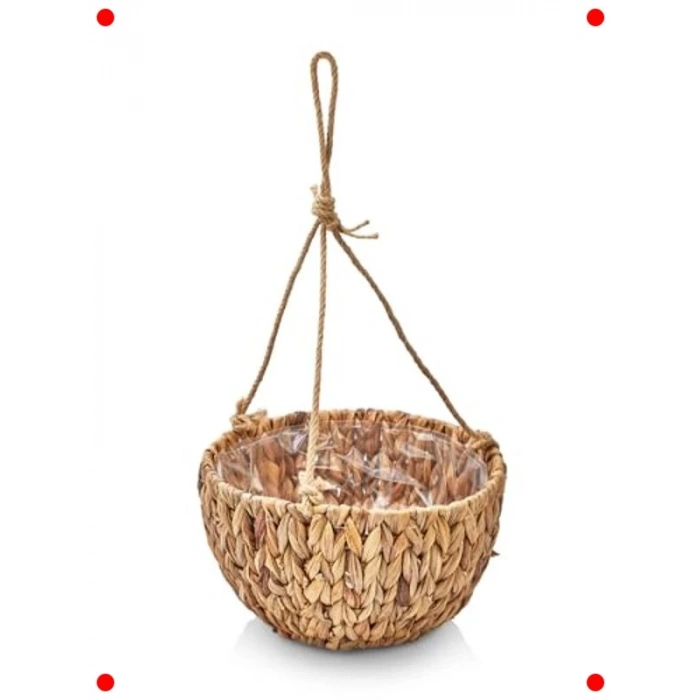 3lü El Yapımı Hasır Asılabilir Yuvarlak Saksılık Seti